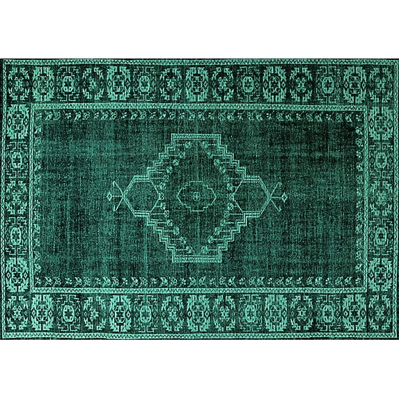 Ahgly Company Indoor Rectangle Persian Turquoise Blue Bohemian Area Rugs, 8' x 12'
