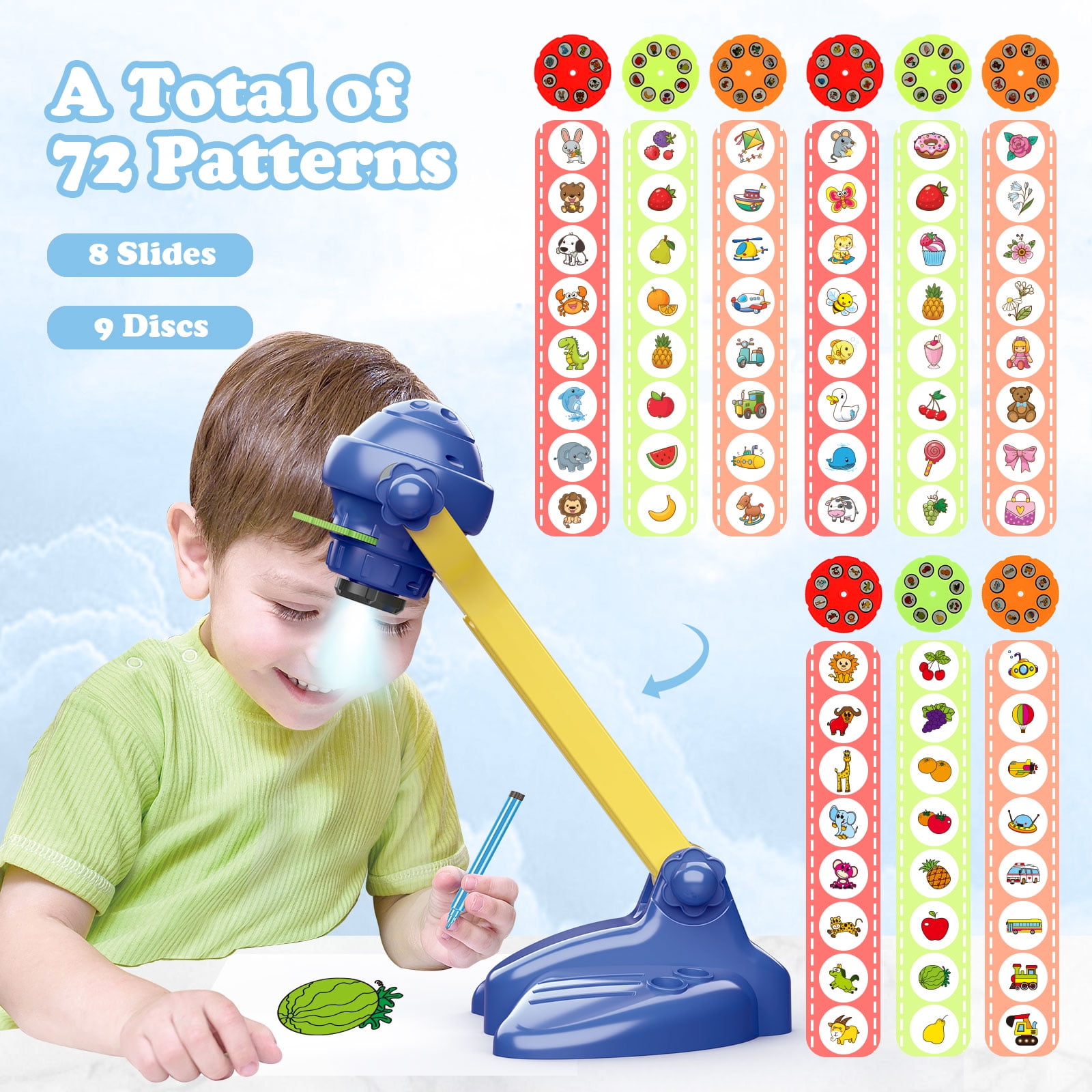 Navy Blue Drawing Projector Set for Kids Boys, Drawing Board Toys for  Ages 3 and Up