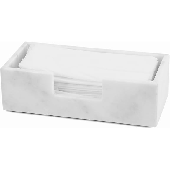 Radicaln Marble Tissue Box Cover 10x5 inch Handmade White Decorative Tissues Box Holder for Office Desk and Bathroom Counter Organizer, Rectangle Napkin Holder for Home Decor