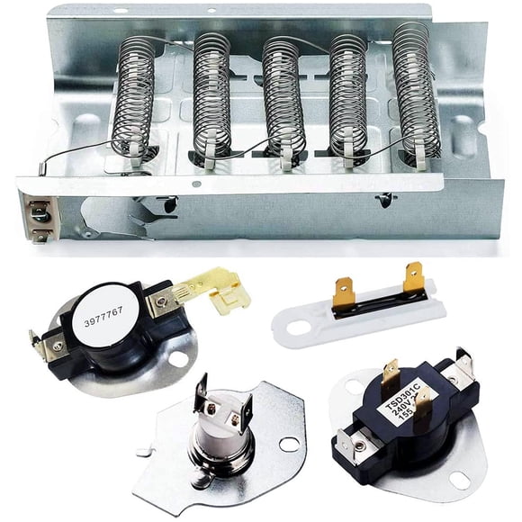 279838 Élément Chauffant de Sécheuse pour Whirlpool Kenmore Maytag Pièces d'Élément Chauffant de Sécheuse 3392519 3977393 Fusible Thermique et 3387134 3977767 Thermostat de Sécheuse