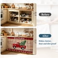 thumbnail image 4 of Red Truck Christmas Cabinet Curtain 32"Wx55"L,Dustproof Pantry Door Curtain W/ Self Adhesive Tape,Plaid Xmas Tree Snowflake Vintage Tall Storage Cover Privacy Drape for Bathroom Kitchen Laundry Room, 4 of 9