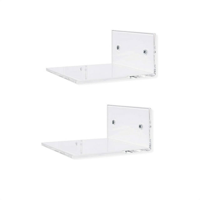 Minnieouse Paquete de 2 estantes flotantes Estructura estable Material de primera Vitrinas Ahorro de espacio Transparente Instalación práctica Cuerpo del baño Minnieouse CE012112-00B