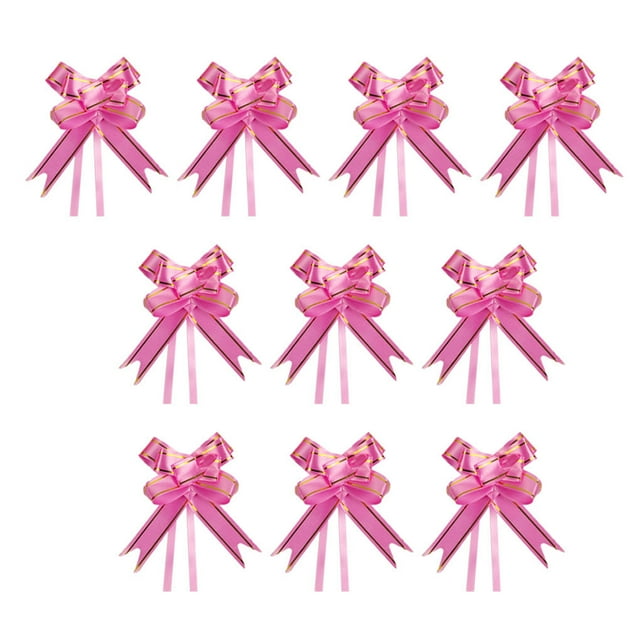 Guardoinrt 10 Pack Bow Pull Decor Multi-colors Festive Packing Hand-Pulled Flower Pink Gold 1Set