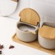 thumbnail image 5 of Tarro de Condimentos de Arcilla Estilo Japonés con Tapa de Bambú y Cuchara, para Cocina, Azúcar, Sal y , 1 Unidad., 5 of 5