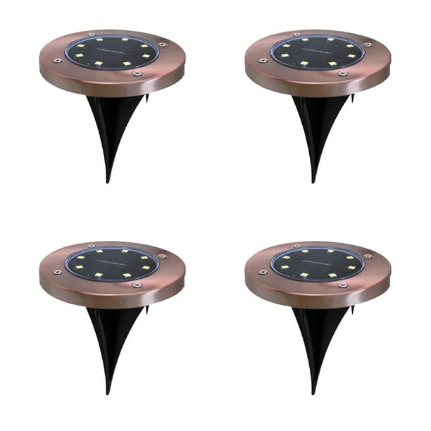 Luces solares para el suelo, paquete de 4, impermeables, en el suelo, para exteriores, paisajes, caminos, iluminación, sensores, luces de disco para jardín, patio, pasarela, césped, entrada, patio,