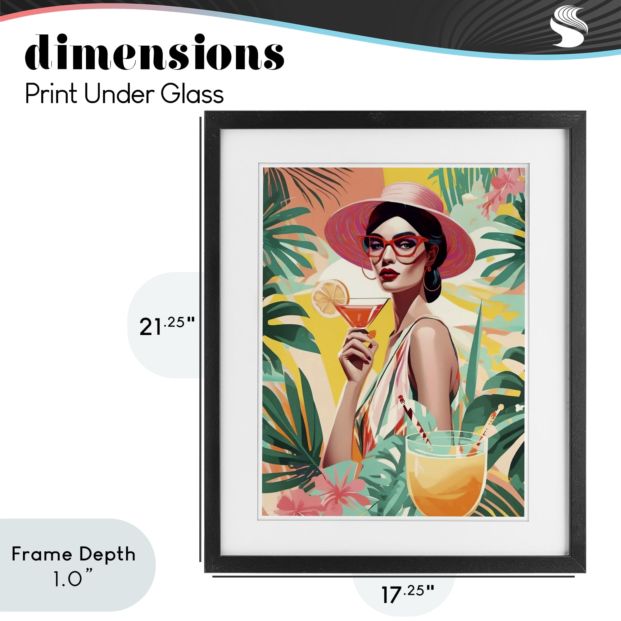 Stupell Industries Exotic Summer Cocktail Black Framed Print Under Glass, design by Tabz Jones