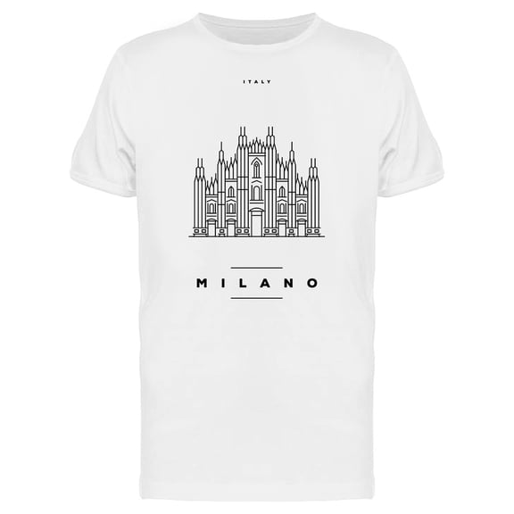 Smartprints Mens Graphic Tee - Italy, Milano City Landmark - Regular Fit 100% Cotton