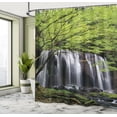thumbnail image 5 of Ambesonne Scenery Shower Curtain, Rock Tree in Waterfall, 69"Wx75"L, Black White and Green, 5 of 5