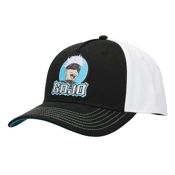Jujutsu Kaisen Gojo Men's Black & White Baseball Cap With Light Blue Underbill