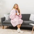 thumbnail image 4 of PAVILIA Blanket Hoodie for Women Pink, Sherpa Wearable Blanket Men, Cozy Oversized Sweatshirt Blanket, Warm Fleece Hooded Blanket Sweater with Sleeves and Giant Pocket, Pink, 4 of 9