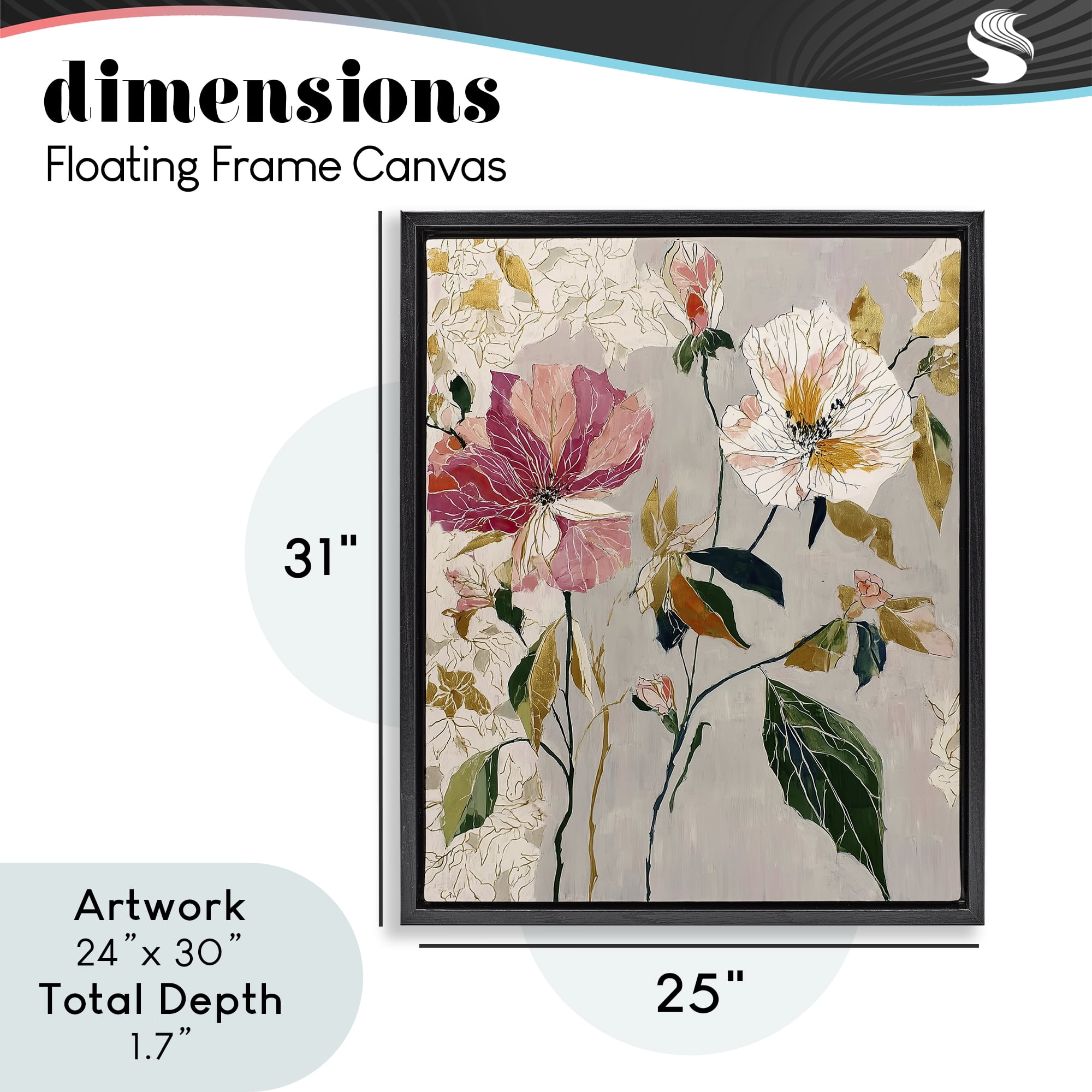 Playful Assumption Abstraction Black Framed Floater Canvas Wall Art, design by Annabelle Hall