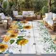 thumbnail image 2 of Sunflowers Outdoor Rug for Patio/Deck/Porch, Non-Slip Large Area Rug 5 x 7 Ft, Floral Green Leaves Bees Watercolor Wooden Indoor Outdoor Rugs Washable Area Rugs, Reversible Camping Rug Carpet Runner, 2 of 8