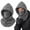 Gray, variant on 3 in 1 Double Layer Fleece Hooded Integrated Winter Hat Balaclava Mask One Piece Flannel Warm Mask Hat Face Neck Gaiter Cover Adjustable Windproof Drawstring Fit for Skiing Cycling Men Women