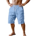 thumbnail image 5 of lcziwo Mens Gym Shorts with Pockets Classic Fit Outdoor Elastic Waist Hiking Shorts Cotton Linen Camping Fishing Travel Drawstring Chino Short Light Blue M, 5 of 8