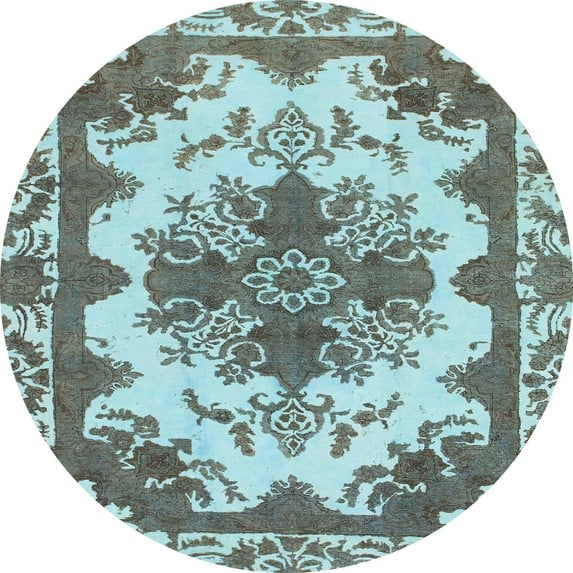 Ahgly Company Indoor Round Abstract Hazel Green Persian Area Rugs, 5' Round