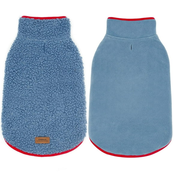 Chaqueta para perro cyeollo de forro polar sherpa reversible azul cálido XL