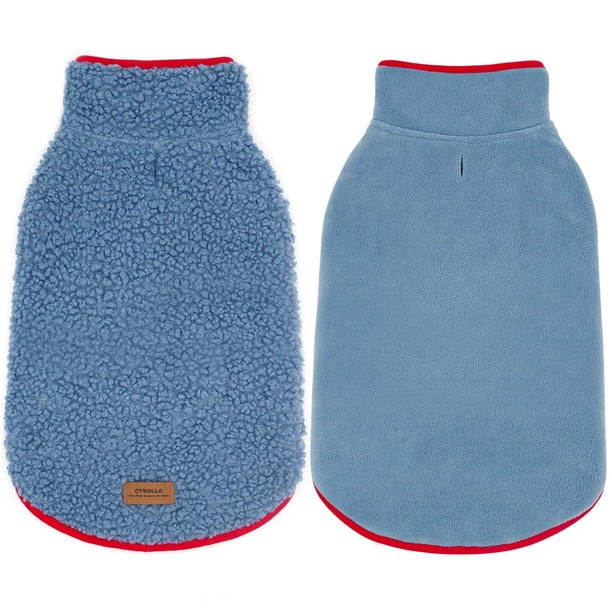 Chaqueta para perro cyeollo de forro polar sherpa reversible azul cálido XL