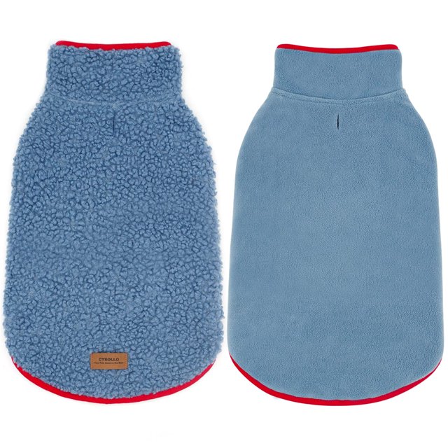 Chaqueta para perro cyeollo de forro polar sherpa reversible azul cálido XL
