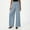 c003Blue, variant on Arnsht Women's Wide Leg Pants Striped Print Drawstring High Waist Lightweight Long Pants Casual Straight Leg Trousers Beige L