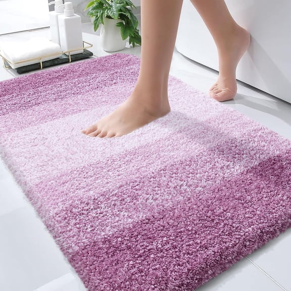 Buganda Microfiber Bathroom Rugs, 20"x30" Purple Luxury Extra Soft and Absorbent Bath Mat, Non-Slip Plush Bath Carpet