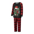 thumbnail image 3 of Christmas Family Pajamas Matching Set Letter Print Long Sleeve Tops and Elastic Plaid Pants Loungewear Soft Sleepwear, 3 of 10