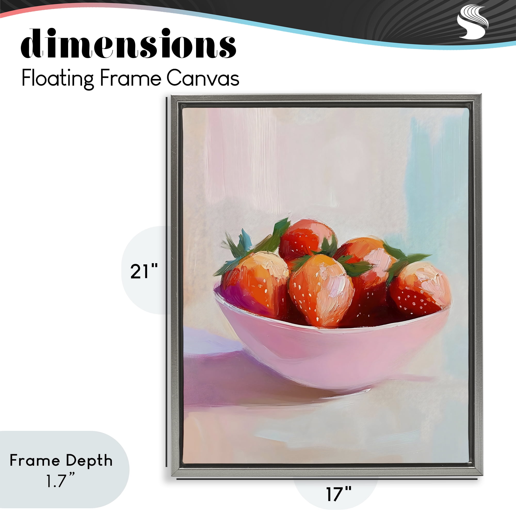 Stupell Industries Pastel Bowl of Strawberries Gray Framed Floater Canvas Wall Art, design by The Prints Vibe