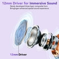 thumbnail image 6 of Open Ear Earbuds, Wireless Earbuds, Bluetooth Headphones with Mic, Adaptive Noise Cancelling Calls, Bluetooth 5.4, 50H Playtime, Light Weight, Clip On Earbuds for Workout/Running (Purple), 6 of 7