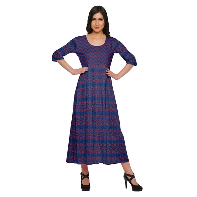 Moomaya Kurta Imprimé Tunique Longue Hauts Femmes Tenue d'Été Kurti pour Femmes
