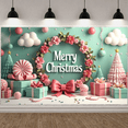 thumbnail image 4 of Colorful Design Christmas Banner Decorative Wreath Holiday Decoration Party Backdrop for Home Celebration Photo Props Winter Festive, 4 of 9