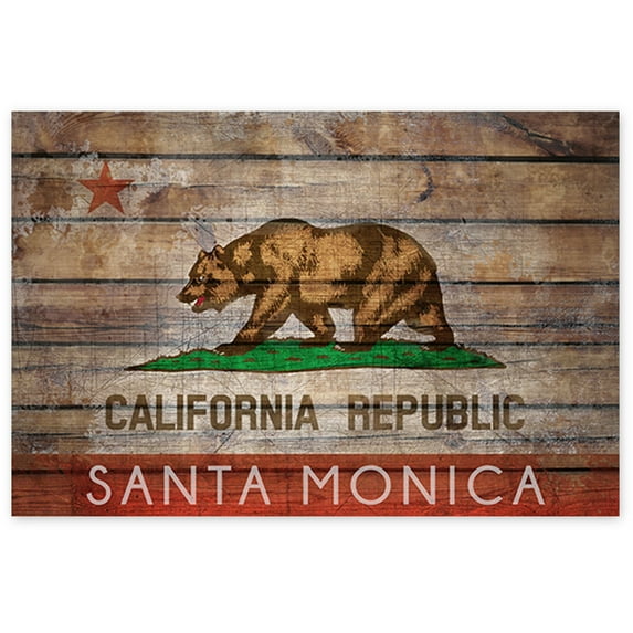 Awkward Styles Santa Monica Decals for Room Printed Picture California Flag Wall Decor Santa Monica Poster Decor CA Flag Printed Art California Lovers Home Decor Cali Bear Flag Unframed Artwork