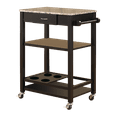 thumbnail image 2 of Jace Contemporary Kitchen Serving Cart, Black Wood with Faux Marble Top, 2 of 8