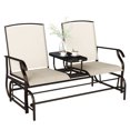 thumbnail image 1 of Outsunny Banc à Bascule d'Extérieur avec Table Chaise à Glissière pour 2 Beige, 1 of 10