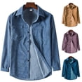 thumbnail image 2 of Camisas de manga larga de pana de Color sólido para hombre y mujer, camisas informales a la moda, 2 of 5
