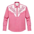 thumbnail image 5 of Mens Shirts Casual Allover Print Long Sleeve Button Down Top Western Cowboy Theme Carnival Dress Comfortable Shirt for Men Pink XXL, 5 of 5