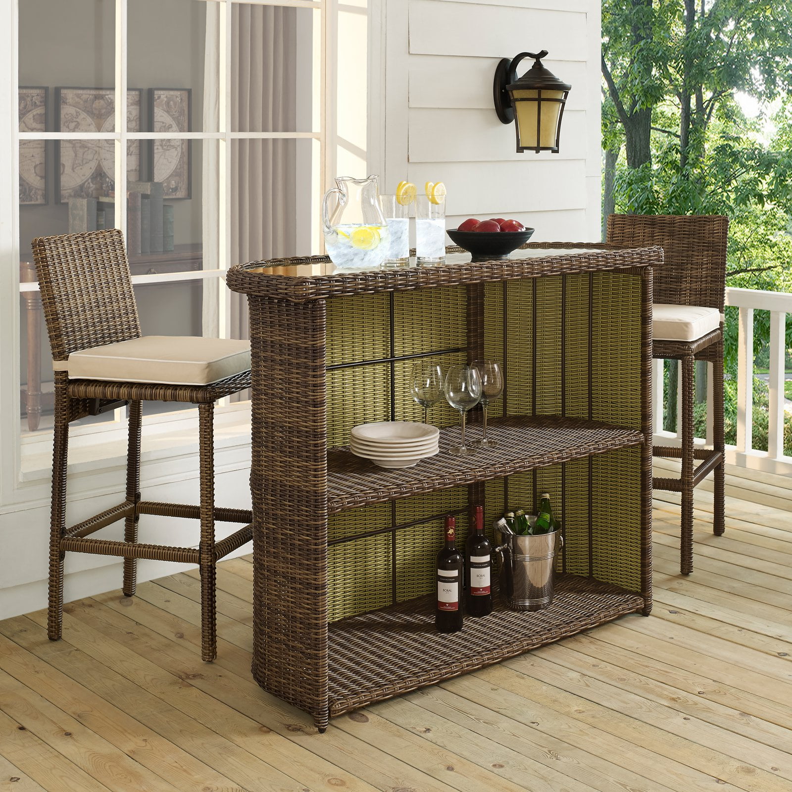 Crosley Furniture Bradenton Outdoor Wicker Bar