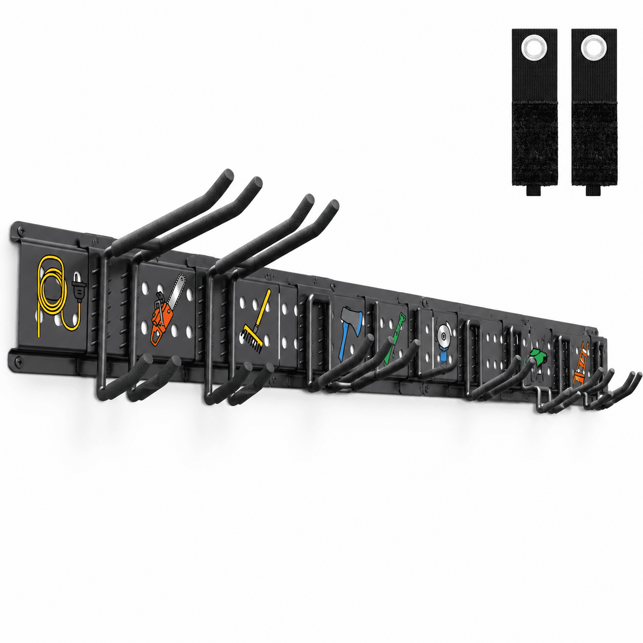 66 Inch Wall Mounted Tool Storage Organizer with 10 Assorted Hooks