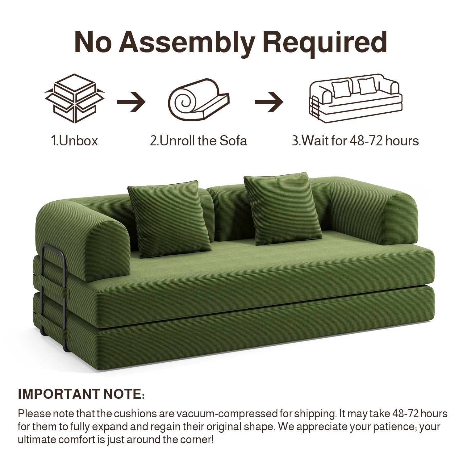 Noelse 78" 5-in-1 Convertible Sofa Bed, Green photo 7