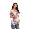 thumbnail image 2 of Hwmodou Women Pregnant T-shirts Womens Maternity Irregular Soild Color Tee Short Sleeve Crew Neck Basic T Shirt Top Woman Classic Pregnancy Clothes, 2 of 8