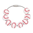 thumbnail image 1 of 1 pieza de encanto para bolsa, encanto de béisbol, encanto deportivo, cuentas de madera, clips de cremallera, anti-robo para bolso, bolsa de playa, blanca, 1 of 7