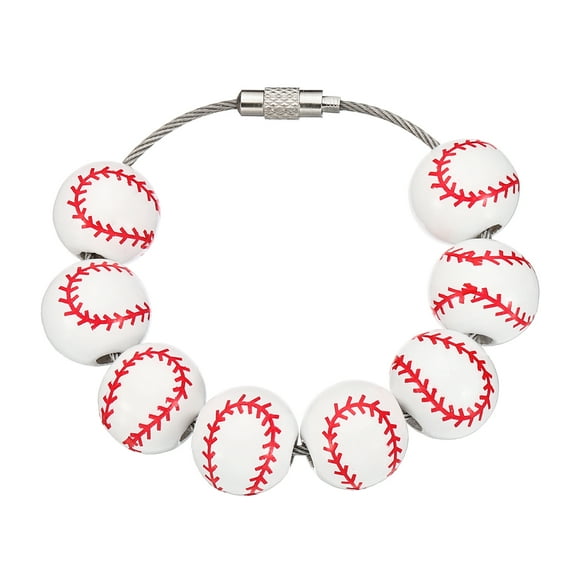 1 pieza de encanto para bolsa, encanto de béisbol, encanto deportivo, cuentas de madera, clips de cremallera, anti-robo para bolso, bolsa de playa, blanca