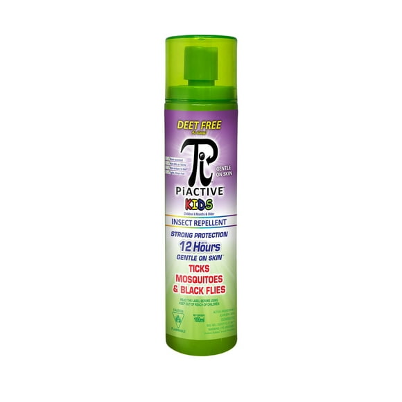 PiACTIVE™ Kids Travel Size 12-Hour DEET-FREE Insect Repellent Pump Spray, 100ml, Protects against: mosquitos, ticks & black flies