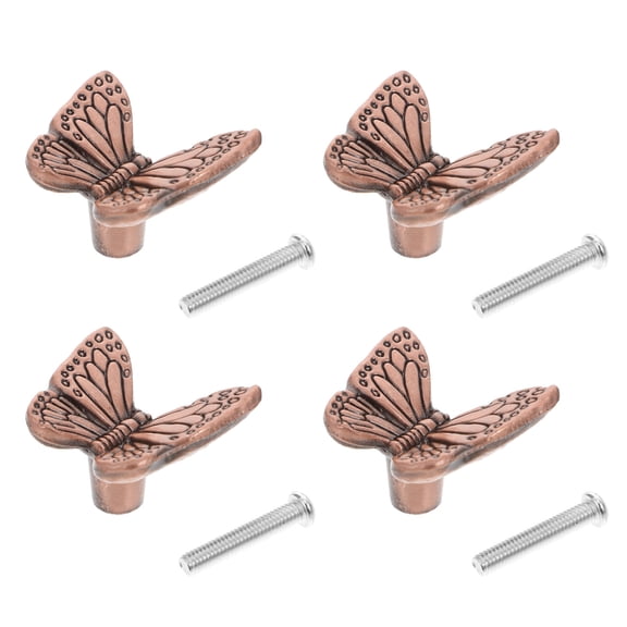 4-Pack Red Butterfly Door Handles Decorative Cabinet Pulls Knobs for Kitchen Drawer Cupboard