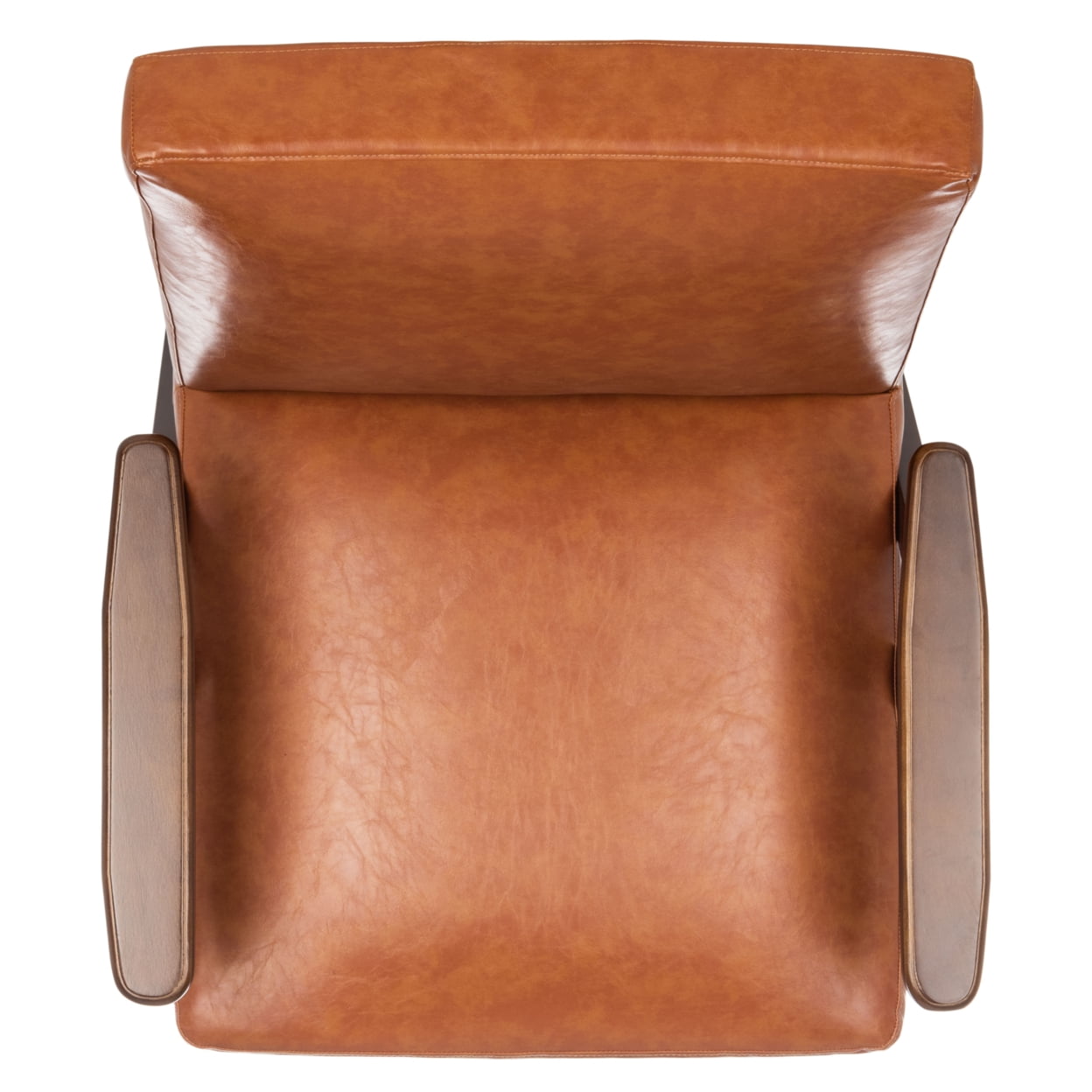 SAFAVIEH Emyr Modern Style Wood Arm Accent Chair, Cognac