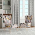 thumbnail image 2 of Designart "Interlocking Perspectives Pink Grey Composition" Pink Cubism Upholstered Accent Chair - Modern Arm Chair For Bedroom, 2 of 7