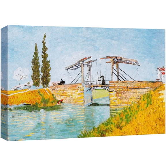 wall26 Canvas Print Wall Art Langlois Bridge at Arles by Master Artist Vincent Van Gogh Nature Wilderness Illustrations Fine Art Relax/Calm Multicolor for Living Room, Bedroom, Office - 24"x36&q