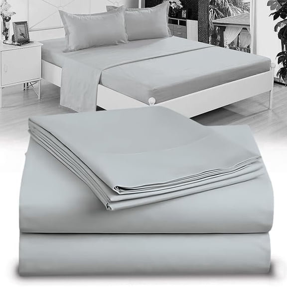Twin Sheet Set - 1800 Ultra-Soft Microfiber Twin Bed Sheets - Double Brushed - Deep Pockets - Easy Fit – Wrinkle Free - Comfy - 3 Piece Set - Camp, Cot Bedding Sheets & Pillowcases (Twin, Light Grey)
