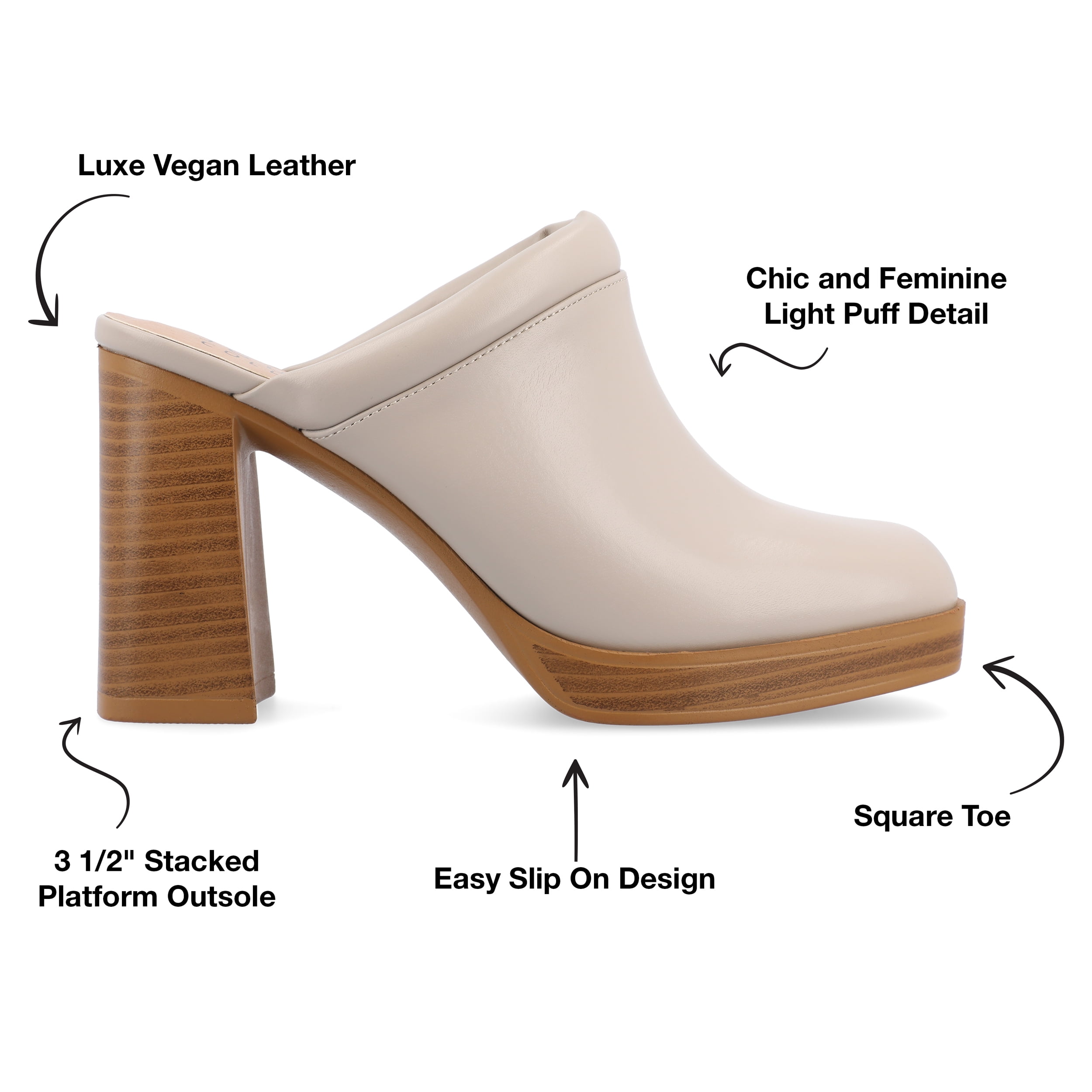 Journee Womens Izara Slip On Platform Mule Pumps