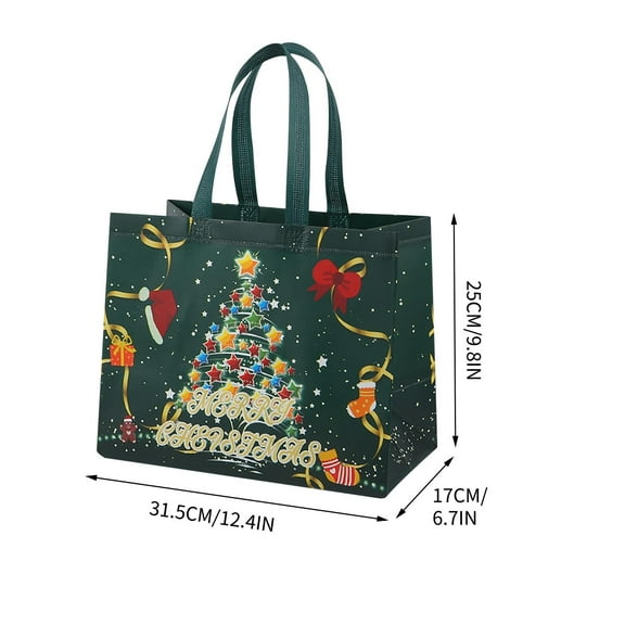 HOARBOEG Large Reusable Christmas Tote Bags, Eco-Friendly Nonwoven Fabric Xmas Party Gift Wrap Bags