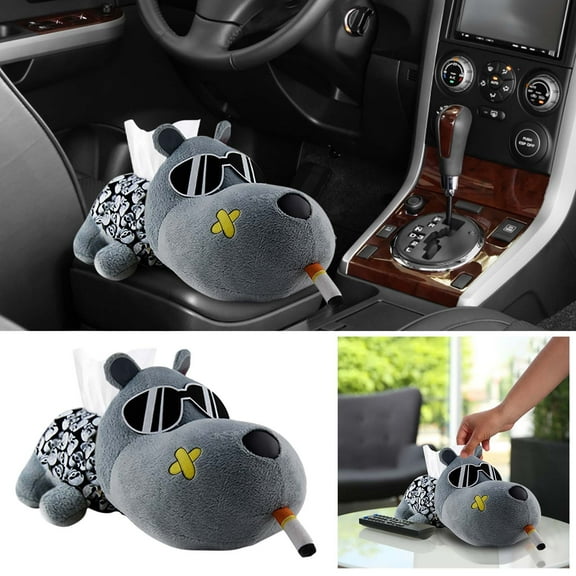 Xecvkr Car Armrest Tissue Box Cute Dog Hanging Paper Drawer Soft Plush Buckle Installation Easy Pulling Automotive Supplies 1 Piece