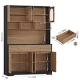 thumbnail image 5 of Hiphuta 71" Tall Pantry Cabinet with Arched Glass Doors, 47" Wide Kitchen Storage Cabinet with Microwave Stand & Charging Station, Hutch Cupboard for Kitchen Dining Room, Oak, 5 of 7